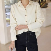 원타임 여성용 카라넥 기본핏 블라우스