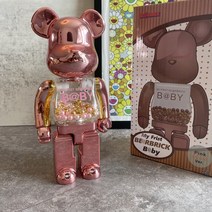 캐릭터 인테리어 베어브릭 피규어 장식용 곰 곰인형 홈 팝아트 실내 선물 인테리어 토이, 1000%, 분홍색, 전기도금 운반 골드【블랙박스】