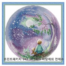 실십자수 프린트패키지-어린왕자 34*34cm- 14ct바탕제외 전체수