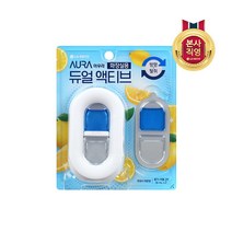 [엘지생활건강] 아우라 듀얼액티브 화장실 방향제 프레시 레몬향 6ml 본품 + 리필, 상세 설명 참조