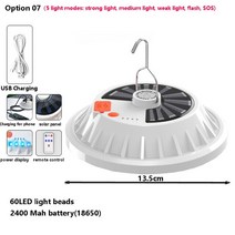 캠핑등 캠핑 랜턴 조명 태양 텐트 LED 빛 UFO 모양 USB 충전식 전구 휴대용 초 롱 비상 조명 바베 큐 하이, 02 Option 07, 02 Option 07