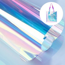 투명 홀로그램 원단 PVC 반짝이 투명 비닐 가방 파우치 비치 가방 지퍼백, 오리지날 두께 0.8mm / 폭99x50cm