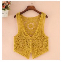 코바늘 조끼 펀칭 뜨개 봄가을 나시 뷔스티에 민소매 그물 여름 니트 자수