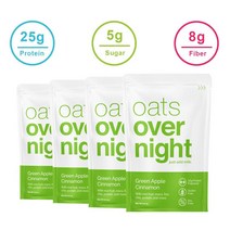 Oats Overnight 오트오버나이트 오버나이트 오트밀 오나오 그린 애플 시나몬 2.7oz(77g) 8팩, 1개