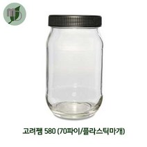 유리병 잼병 고려쨈580 (70파이/플라스틱마개) -40개-, 검정