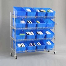 이동식 픽킹 트롤리 자재 보관 랙 물류 공구 카트, 플랫형4단 120x45x160 블루프레임12개