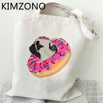 쇼핑백 퍼그 쇼핑 가방 bolsas de tela bolsa 재사용 가능한 캔버스 식료품 bolso 토트 백 cabas shoping ecobag, 8.54368
