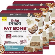 슬림패스트 키토 팻 밤 식사 대체용 바 프로스트 시나몬 번 맛 글루텐 프리, 3개, 235g