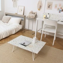 텐스페이스(10SPACE) 소피드메종 페페 테라조 800 접이식테이블 PE028, 800 대리석PE048