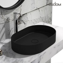 위즈덤 탑볼 세면기 타원형 세면대 세면볼 욕실도기 WD-38335-B 블랙, 1개