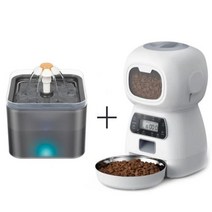 자동 개 고양이 피더 35L 건조 식품 2L 애완 동물 물 분수 음료 스마트 그릇, 없음, Pet Waterer Feeder+With USB pl