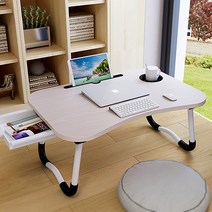 접이식 컵홀더 좌식 밥상 미니 책상 노트북 테이블, 블랙