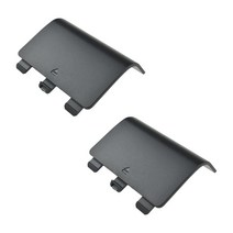 Acoeitl Battery Cover Back Door Shell Compatible with Xbox One S X Controller Replacement Lock in Pl, black_Black-2 Pcs