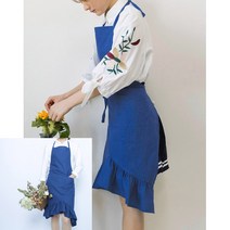 리넨 앞치마 블루 선생님원피스앞치마 유치원선생님앞치마 빅사이즈앞치마 미용실롱앞치마 수확앞치마 목공용