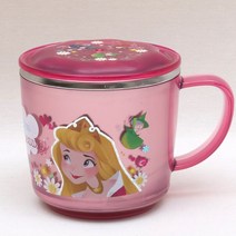 디즈니프린세스 투명 논슬립 뚜껑 스텐 컵, 핑크, 1개