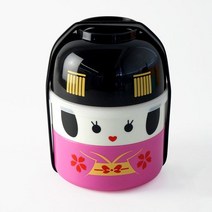 귀여운 일본 만화 더블 레이어 커플 도시락 어린이 간식 상자 전자 레인지 식품 용기 850ml 용량, 03 Pink Girl