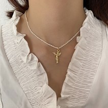 순금목걸이줄 체인 민줄 스네이크 뱀줄 Amaiyllis925 스털링 실버 18k 골드 천사 목걸이 담수 진주 쇄골