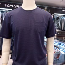세르지오 에스에스패션 남성 브랜드 여름 깔끔한 스타일 잔잔한 옆줄 스트라이프 네이비 반팔 티셔츠
