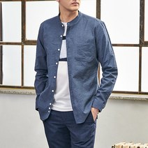 [패스벨뉴욕] 날씬한 남자 슬림핏 스타일 다크블루 카라 차이나 셔츠 YS9PVIA04DL