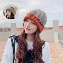 모던드로우 여성 바라클라바 비니 니트 모자, 브라운