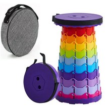 휴대용 텔레스코픽 접이식 의자 야외 여행을위한 개폐식 캠핑 하이킹 비치 낚시, CHINA_Purple with Bag