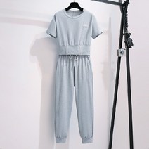 메이커 도매 레포츠 세트 요가복 2022 반팔 티셔츠 루즈핏 투피스 여성 상의