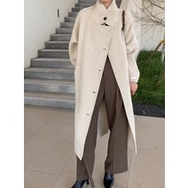 신추동립 양면 양면 양털 롱 코트 심플 한계