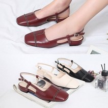 셀러허브 패션 [애슬릿] T라인 스티치 버클 스퀘어 플랫 슬링백 3cm