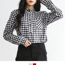 헨리넥 깅엄체크 여성 남방