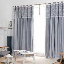 한스데코 로제 레이스 이중 암막 커튼 세트 슈퍼특대형