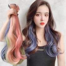 롱 컬러 그라데이션 헤어피스 브릿지 붙임머리 여성가발, DDB_벚꽃, DDB_상품선택