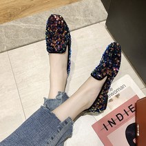 나루니 여성슬립온 슬립온 반짝이 스팽글 플랫슈즈 단화 플랫슈즈 예쁜플랫슈즈 페미닌 1cm 1cm굽