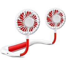일본직발송 2. Tocorpie 목걸이 선풍기 usb 충전식 휴대용 선풍기 7개 날개 LED 라이트 4단계 풍량 대용, One Size, 휴대용 부채풍기br-흰색