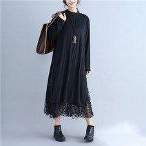 2023 써스데이 아일랜드 하라주쿠 스타일 원피스 패치 워크 메쉬 드레스 코튼 긴 소매 캐주얼 봄