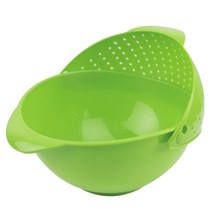 1pc 2 in 1 새로운 야채 분지 세탁 쌀 체 체형 과일 그릇 과일 바구니 주방, 녹색