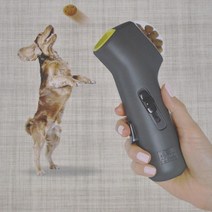 개 간식 훈련 총 투석기 런처 애완 동물 먹이 공급기 투석기 푸시 버튼 치료 런처 운동 대화식 개 장난감, 회색