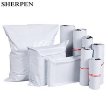 SHERPEN 50pcs 화이트 메일 가방 익스프레스 봉투 저장 택배 우편 자기 접착 인감 플라스틱 포장 주머니, [07] 50pcs 25x35cm