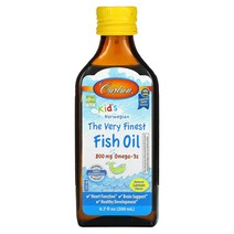 Carlson Labs 키즈 어린이 노르웨이산 오메가3 피쉬오일 800mg EPA DHA 비타민E 레몬맛 200ml