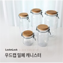 락앤락 우드캡 유리밀폐 캐니스터 잼 과일청 커피 보관통 용량선택, 1개, 500ml