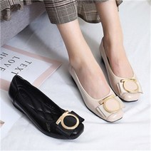 [베리슈] 3.5cm 금장 버클 키높이 플랫슈즈 웨지힐