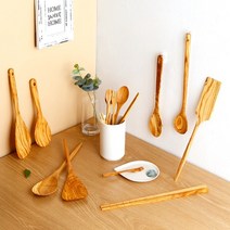 플라라 타지 않는 친환경 올리브 나무 원목 키친툴 조리도구 모음, 올리브 조리도구 주걱