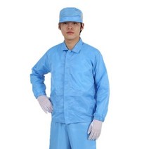 MK 제전방진복 상의 Y카라 정전기방지 크린룸 제전복 방진복, L, 화이트