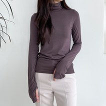 투데이앤룩 여성용 여리핏 핸드워머 폴라 티셔츠