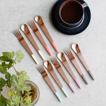 로즈골드 커피 카페 디저트 포크세트 양식기 빈티지, 티스푼(코랄), 1개