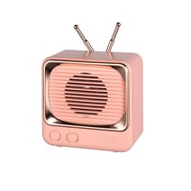 무선 레트로 tv 미니 휴대용 인테리어 소품 블루투스 50 스피커 TV 모양 홈 오디오 음악 귀여운 4D 스테레오 TF 카드 스피커, Pink