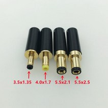 선형 전력선 용접용 DC 전원 잭 수 플러그 커넥터 금도금 5.5x2.5/5.5x2.1/4.0x1.7mm 1 개, 01 3.5 x 1.35mm