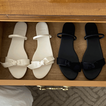 슈즈힐 아이보리컬러 추가!! 리얼 소장템 데일리 리본 로우 슬링백 샌들 0.5cm