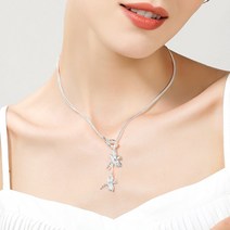 체인 레이어드 펜던트 줄 DOTEFFIL 925 스털링 실버 여성을위한 두 잠자리 펜던트 목걸이 뱀 체인 웨딩 약