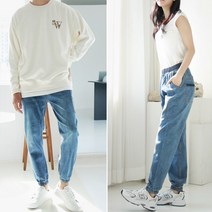 비바조이 빅사이즈 남여공용 인생 밴딩 데님조거팬츠