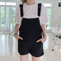 티데일리 여성용 하니 롤업 멜빵 반바지 오버롤 점프수트 숏팬츠